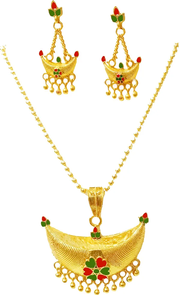 Assamese_Traditional_Red_And_Green_Colour_Joonbiri_Jewellery_Set_For_Women